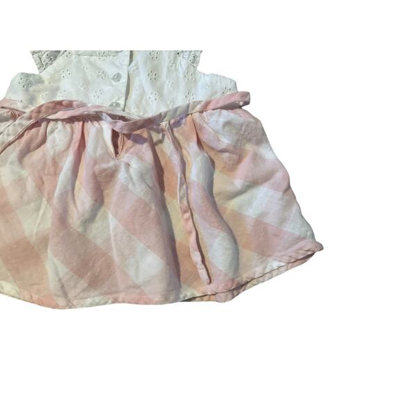 Rare Editions Girls 12M Pink and White Gingham Flower Embroidery Summer Dress - Picture 7 of 12